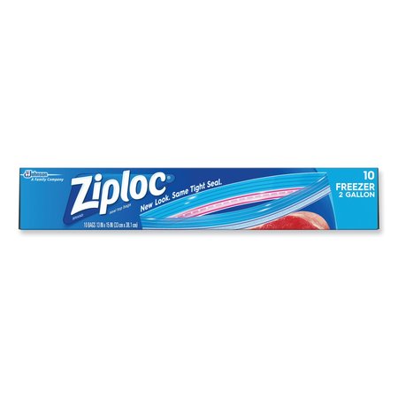 Ziploc Zipper Freezer Bags, 2 gal, 13" x 15", Clear, PK10, 10PK 665258